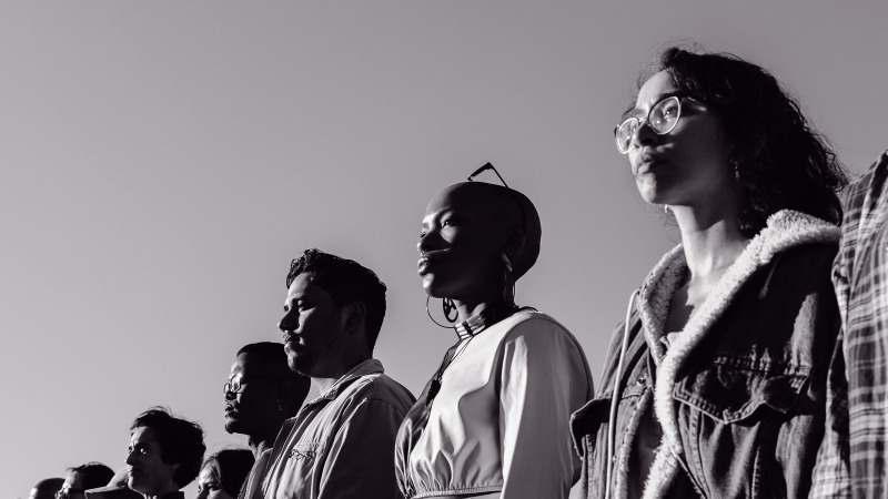 a group of model line up